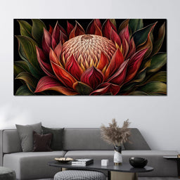 Crimson Protea Flame Crown - TooplesArt - NicheCanvas