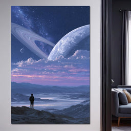 Stargazer Under Ringed World - NicheCanvas
