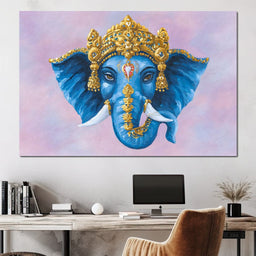 Ornate Blue Elephant Majesty - NicheCanvas