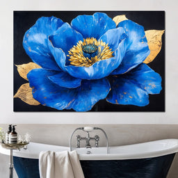 Golden Petal Azure Bloom - NicheCanvas