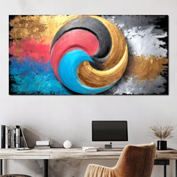 Golden Tricolor Swirl Energy Burst - NicheCanvas