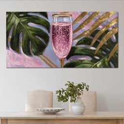 Pink Fizz Gold Palm Soiree - NicheCanvas