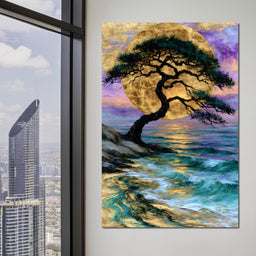 Ancient Pine Before The Gilded Moon - NicheCanvas