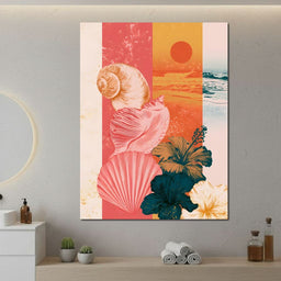 Tidal Shore And Floral Shell - NicheCanvas