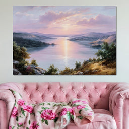 Pastel Sunrise Over Lake Fjord - NicheCanvas