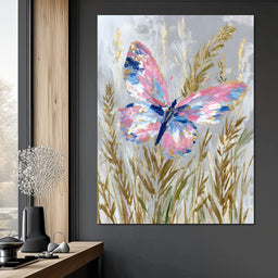 Pastel Butterfly Meadow Painting - NicheCanvas