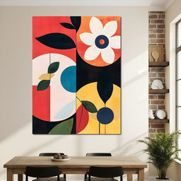 Modern Geo Floral Sunrise Radiance - NicheCanvas