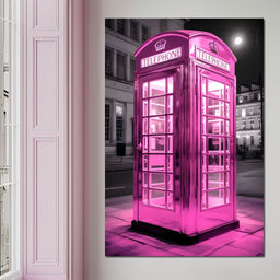 Pink Telephone Booth - NicheCanvas
