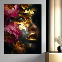 Golden Petal Portrait Radiance - NicheCanvas
