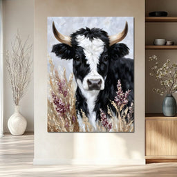 Highland Cow Meadow Portrait - NicheCanvas