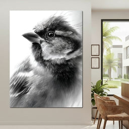 Feathered Sentinel Monochrome - NicheCanvas