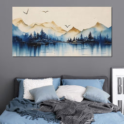 Calm Mountain Lake Sunrise - NicheCanvas