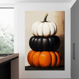 Stacked Pumpkins Harvest Trio - NicheCanvas