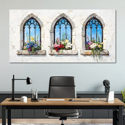 Floral Elegance Through Arches - NicheCanvas