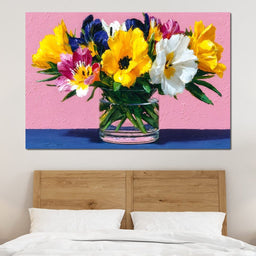 Spring Poppies Glass Vase Pink - NicheCanvas