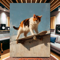 Calico Cat Skateboard Ride - NicheCanvas