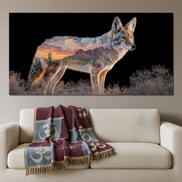 Desert Coyote Sunset Vista - NicheCanvas