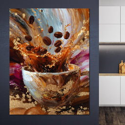Golden Coffee Splash Reverie - NicheCanvas