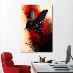 Butterfly on Fiery Backdrop - NicheCanvas