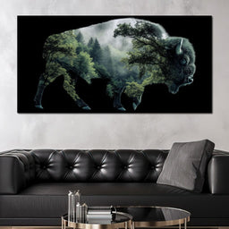 Bison Forest Spirit Silhouette - NicheCanvas