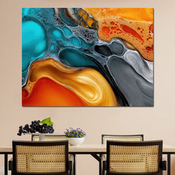 Teal And Ember Pour - TooplesArt - NicheCanvas