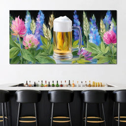 Floral Harmony with Golden Brew - NicheCanvas