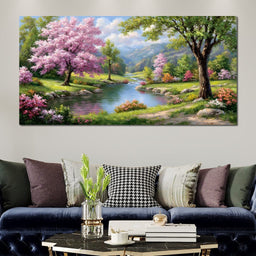 Spring Blossom Mountain Stream - NicheCanvas