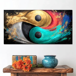 Celestial Duality Gold Turquoise - NicheCanvas