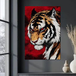 Fierce Tiger Red Eyes Roar - NicheCanvas