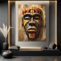 Ancient Tribal Mask Vibrance - NicheCanvas