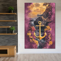 Golden Anchor Coastal Voyage - NicheCanvas
