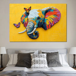 Elephant Harmony with Butterflies - NicheCanvas