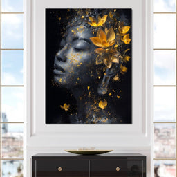 Golden Lotus Reverie Portrait - NicheCanvas