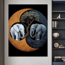 Elephant Yin-Yang - TooplesArt - NicheCanvas