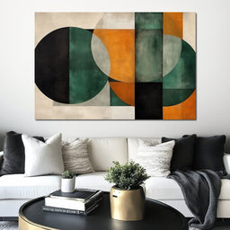 Geometric Ochre Jade Balance - NicheCanvas