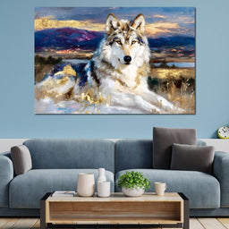 Golden Wolf Mountain Vista - NicheCanvas