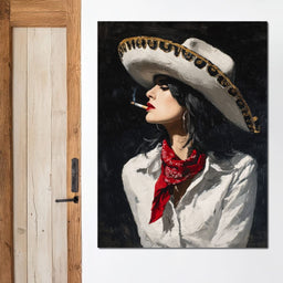 Sombrero Smoke Noir Portrait - NicheCanvas