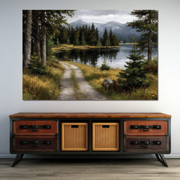 Alpine Lake Forest Pathway - NicheCanvas