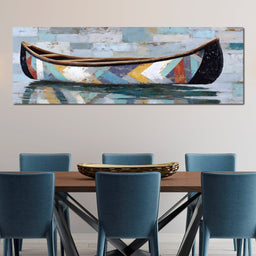 Patchwork Canoe Reflections - NicheCanvas