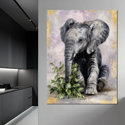 Gentle Elephant Calf Portrait - NicheCanvas