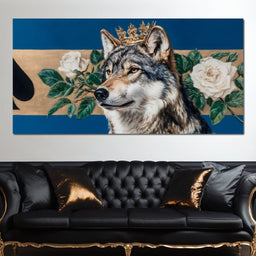 Golden Crowned Wolf Majesty - NicheCanvas