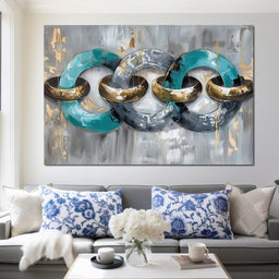 Aqua Gold Swirl Harmony - NicheCanvas