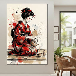 Japanese Woman Tea Ceremony - NicheCanvas