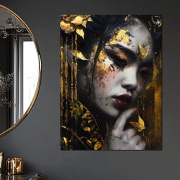 Golden Petal Muse Portrait - NicheCanvas