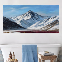 Snowy Alpine Peak Over Heather - NicheCanvas