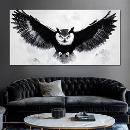 Nocturnal Owl Majesty Unfurled - NicheCanvas
