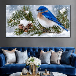 Snowy Bluebird Tranquility - NicheCanvas
