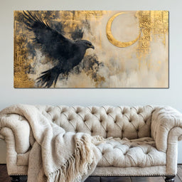 Eagle Soar Under Golden Moon - NicheCanvas