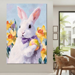 Pastel Easter Bunny With Egg - NicheCanvas