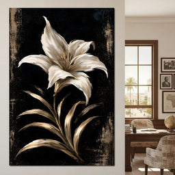 Gilded Petals Upon Nightfall - NicheCanvas